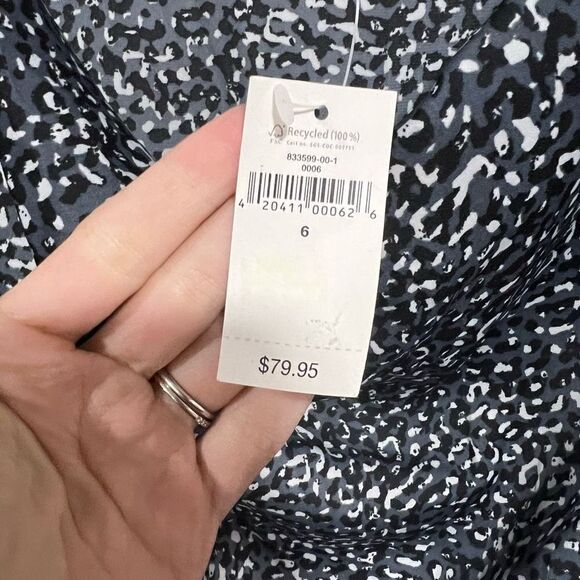 NWTs GAP Gray and Black Animal Print Satin Sheath Mini Dress Women Size 6 - Picture 4 of 5